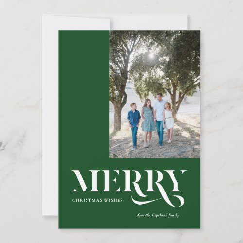 Evergreen Elegant Modern Merry Christmas Photo Holiday Card