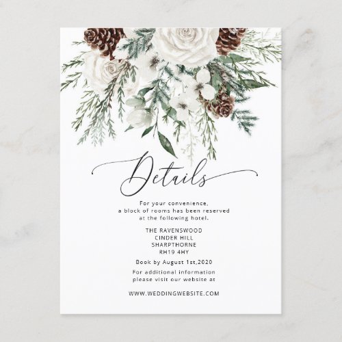 Evergreen elegant winter wedding details enclosure card