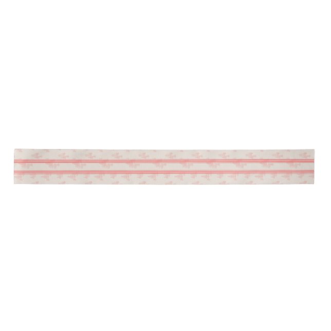 Evergreen & Flour Sack Stripe in Coral Satin Ribbon (Front)