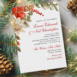 Evergreen Flowers Winter Wedding Invitation