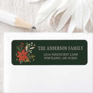 Evergreen Folk Floral Christmas Return Address Label
