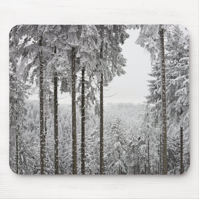 Evergreen forest in winter mouse pad (Front)