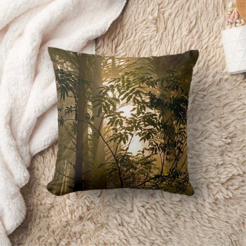 Evergreen Forest  Oregon Coast Throw Pillow