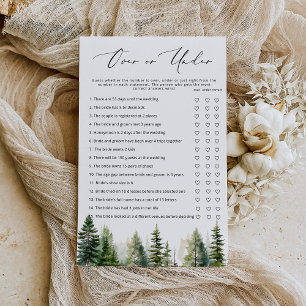 Evergreen forest over or under bridal shower game
