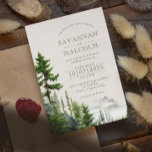 Evergreen Forest | Rustic Mountain Wedding Invitation<br><div class="desc">Pine and spruce trees with distant foggy mountains frame your wedding details on this nature themed wedding invitation. The reverse side is a rich,  forest green. Elegant with rustic charm,  these invitations are perfect for outdoorsy,  mountain weddings.</div>