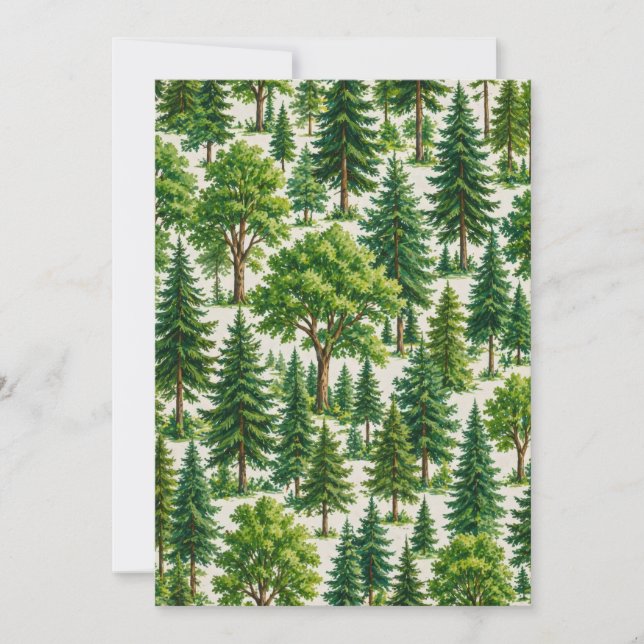 Evergreen Forest Tree Pattern Invitation (Front)
