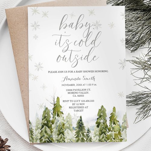 Evergreen Forest Trees Baby Shower Invitation