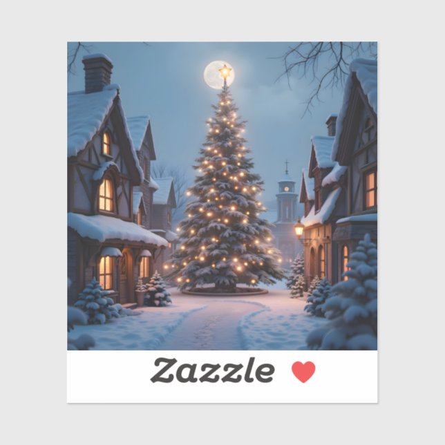 Evergreen Glow – Christmas Tree Art Square Vinyl Sticker (Sheet)