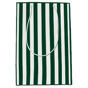 Evergreen Green and White Stripe Medium Gift Bag