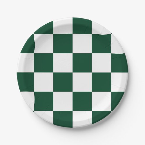 Evergreen GreenWhite Checkered Paper Plates