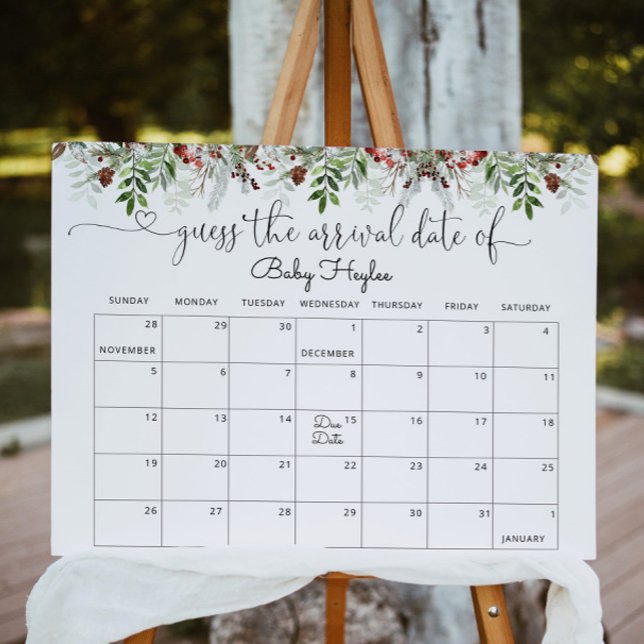 Evergreen Guess the due Date calendar Poster (Creator Uploaded)