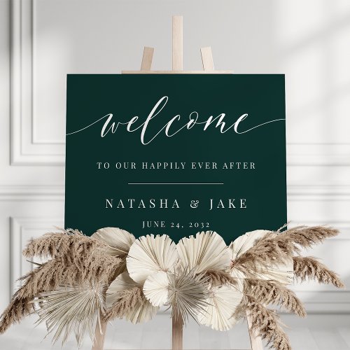 Evergreen Happily Ever After Wedding Welcome Sign