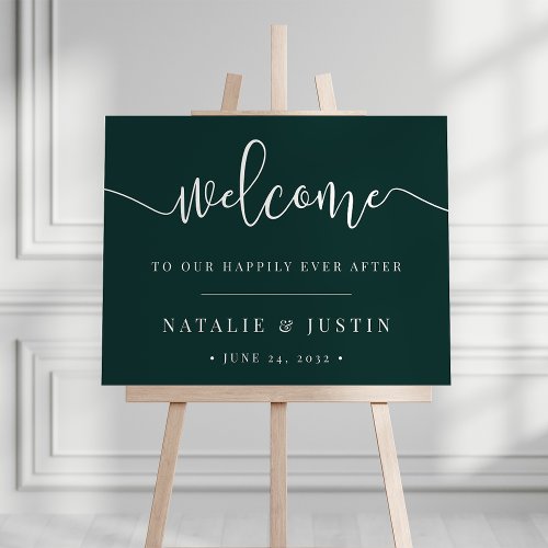 Evergreen Happily Ever After Wedding Welcome Sign