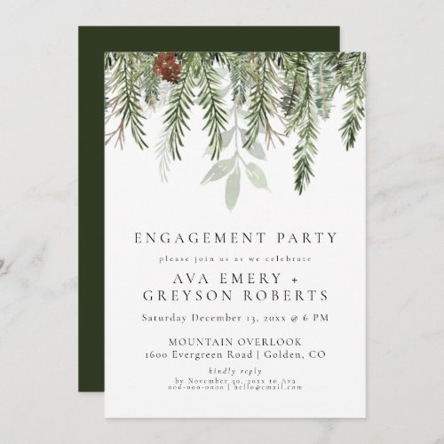 EVERGREEN holiday engagement party invitation