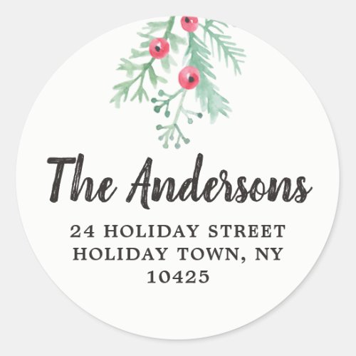 Evergreen Holiday Return Address Envelope Seal