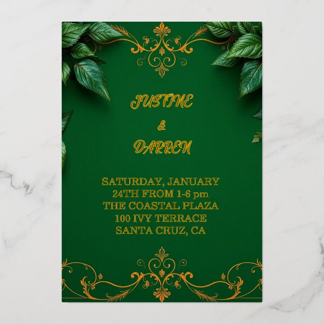 Evergreen invitation  foil invitation (Front)