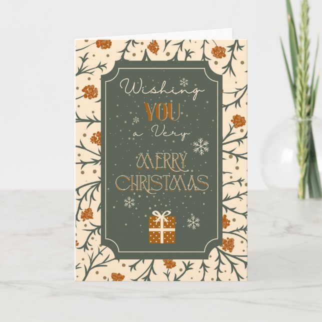 Evergreen Kisses Under the Mistletoe Christmas Card (Front)