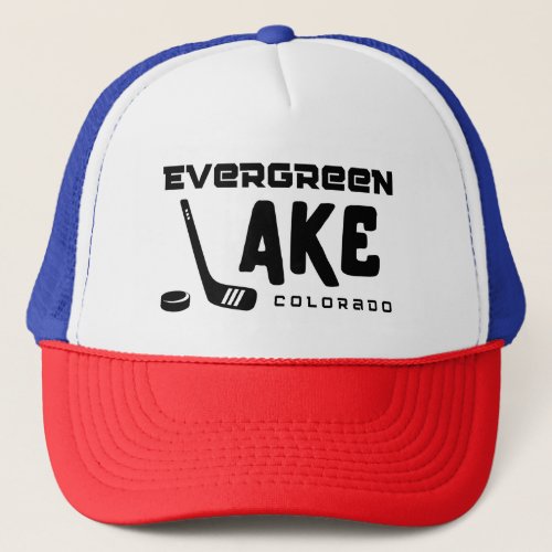Evergreen Lake Colorado Hockey  Trucker Hat