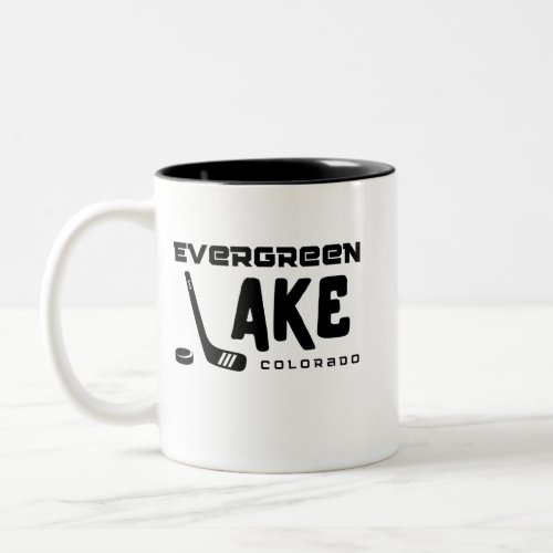 Evergreen Lake Colorado Hockey  Two_Tone Coffee Mug