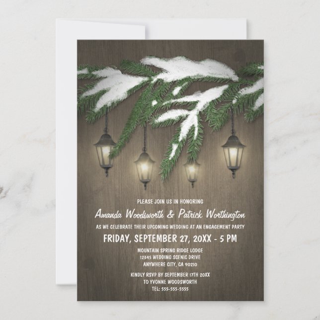 Evergreen Lantern Engagement Party Invitations (Front)