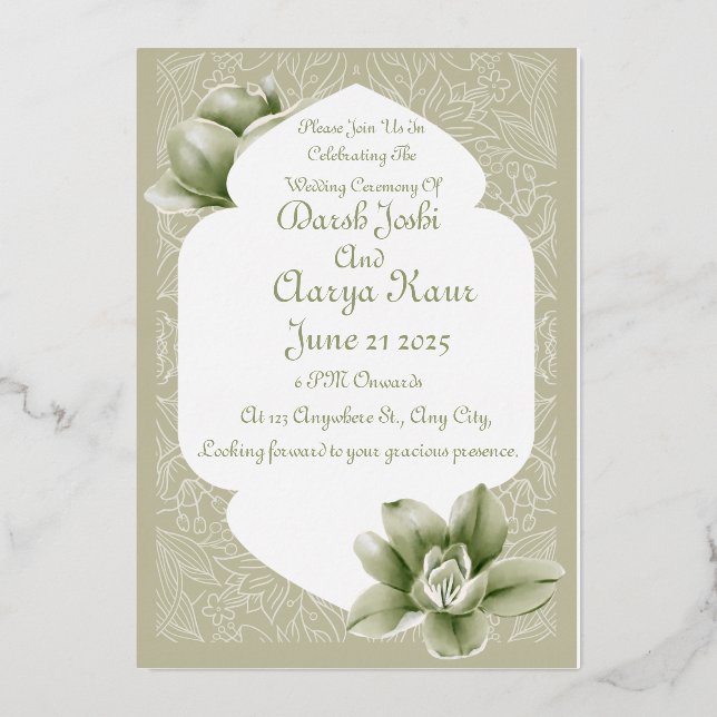 Evergreen Love: A Celebration of Forever Together  Foil Invitation (Front)