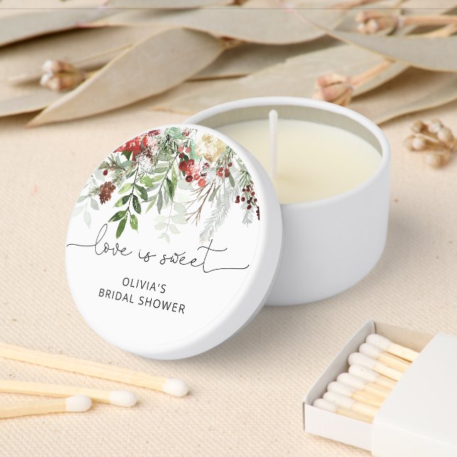 Evergreen Love is sweet bridal shower Mini Candle Favors (Insitu)