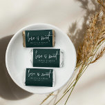 Evergreen | Love Is Sweet Personalized Wedding Hershey's Miniatures<br><div class="desc">Share a sweet treat with your guests with these personalized wedding favor chocolate bars. Design features "love is sweet" in modern handwritten script lettering,  with your names and wedding date beneath. Colorway: Evergreen,  a dark emerald forest green.</div>