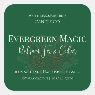 Evergreen Magic Christmas Candle Label | Custom