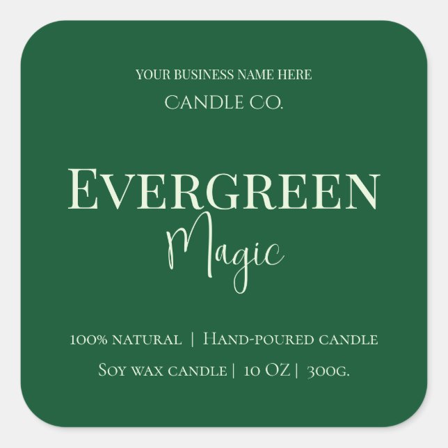 Evergreen Magic Christmas Candle Label | Custom (Front)