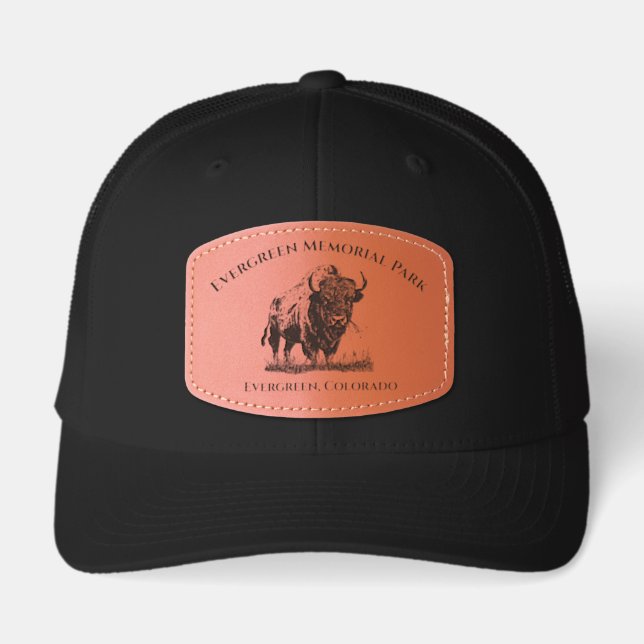 Evergreen Memorial Park Bison Leather Patch Hat (Front)