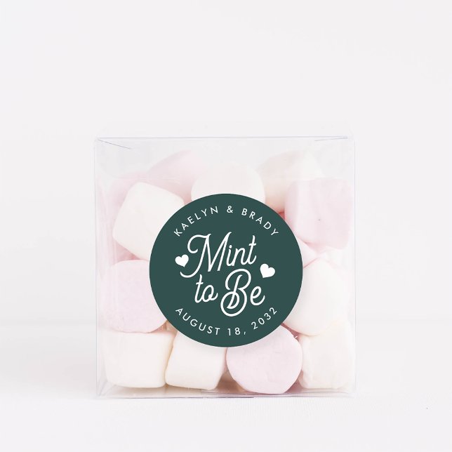 Evergreen | Mint to Be Personalized Wedding Favor Classic Round Sticker (Creator Uploaded)