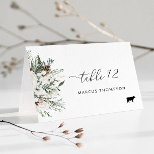 Evergreen modern Beef meal choice place cards
