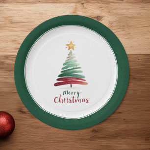 Evergreen Modern Minimalist Christmas Tree Paper Plates