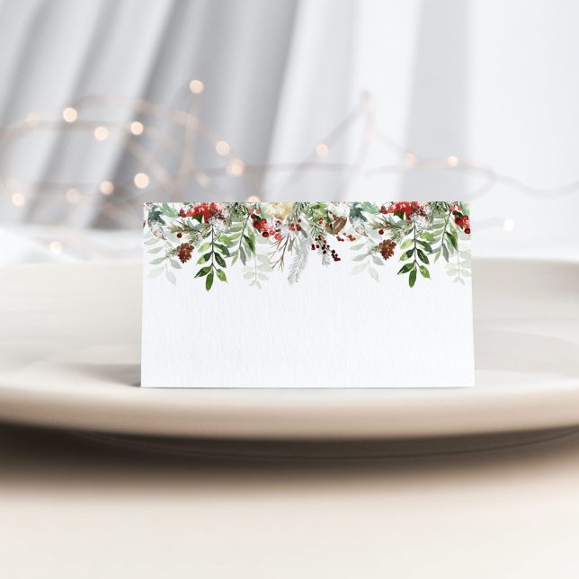 Evergreen modern winter wedding place card (Creator Uploaded)