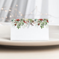 Evergreen modern winter wedding place card