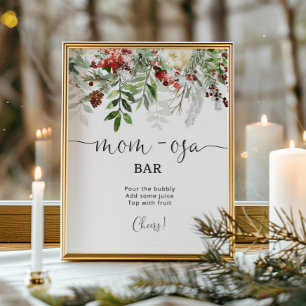 Evergreen mom-osa bar sign. Winter momosa bar Poster