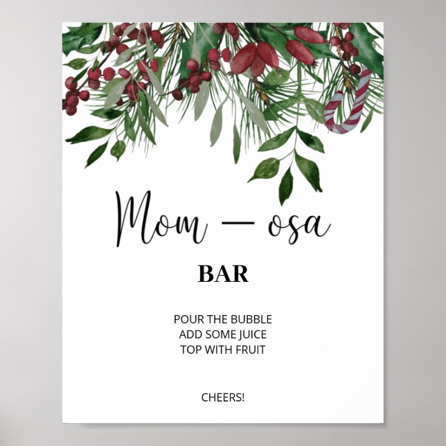 Evergreen mom-osa bar sign. Winter momosa bar Poster (Front)