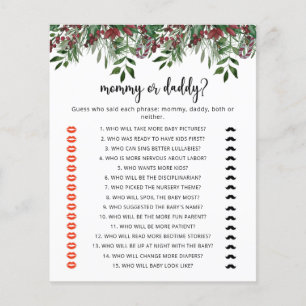 Evergreen mommy or daddy baby shower game