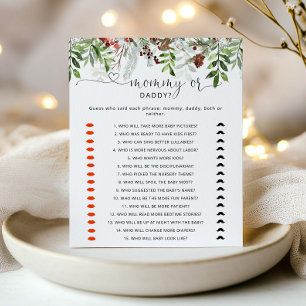 Evergreen mommy or daddy baby shower game
