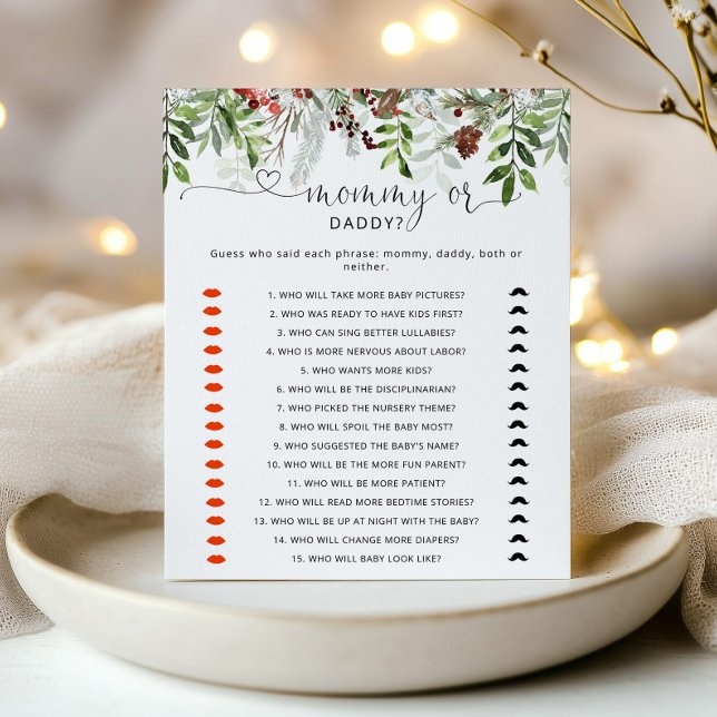 Evergreen mommy or daddy baby shower game (Creator Uploaded)