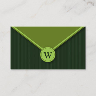 Evergreen Monogram Elegant Envelope Business Cards