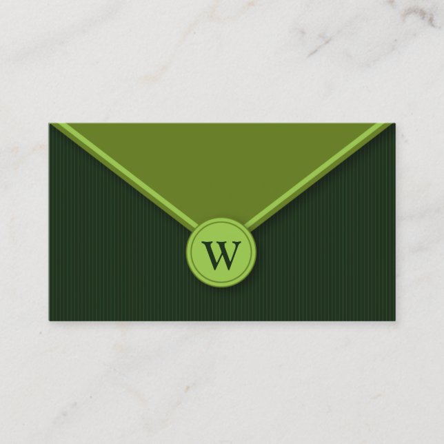 Evergreen Monogram Elegant Envelope Business Cards (Front)
