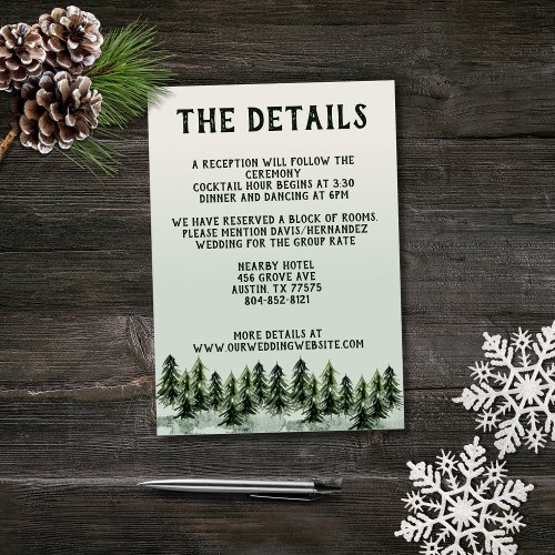 Evergreen Mountain Forest Green White Black Enclosure Card