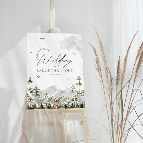 Evergreen Mountain Forest Wedding Welcome Sign