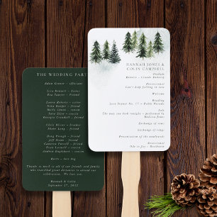 Evergreen Mountain Glen White Green Black Program Hand Fan