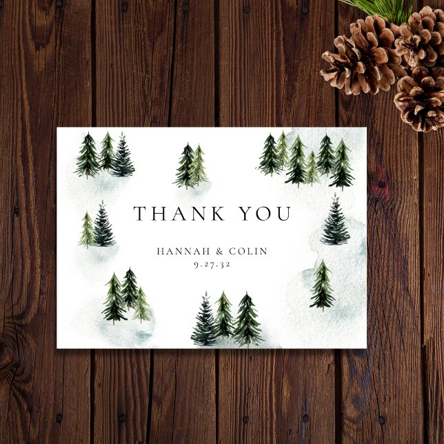Evergreen Mountain Glen White Green Black Thank You Card (Creator Uploaded)