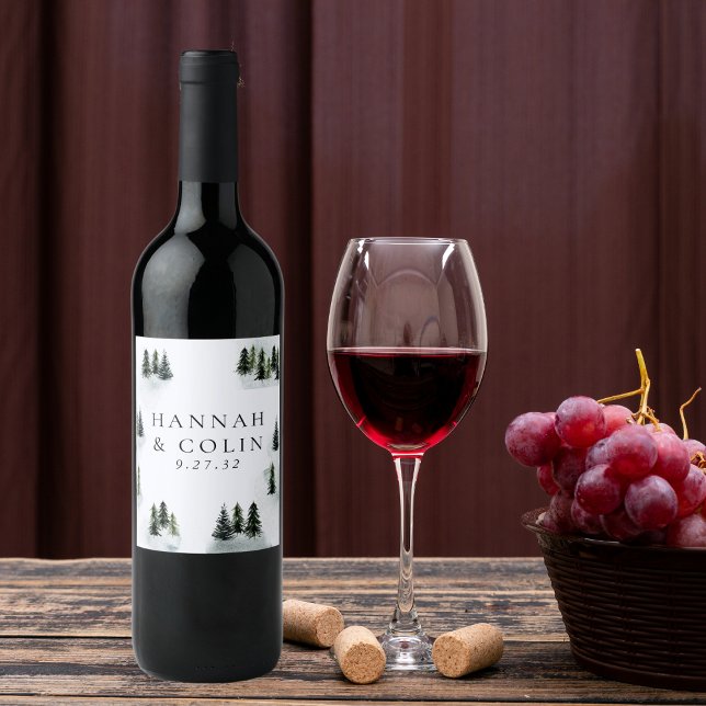 Evergreen Mountain Glen White Green Black Wine Label (Creator Uploaded)