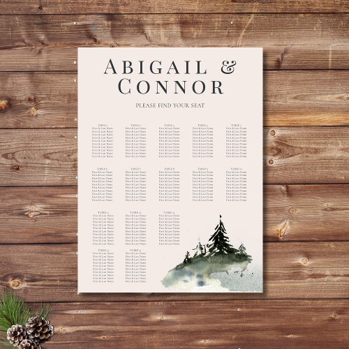 Evergreen Mountain Mist Rustic Seating Chart Foam Board