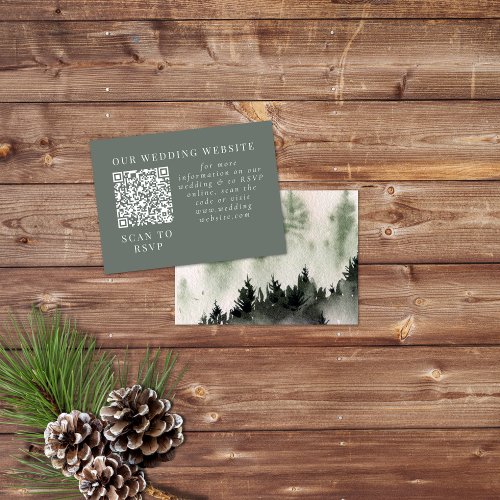 Evergreen Mountain Mist Rustic Winter Web QR Enclosure Card