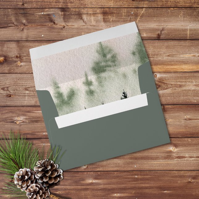 Evergreen Mountain Mist Rustic Winter White Gray Envelope (Creator Uploaded)